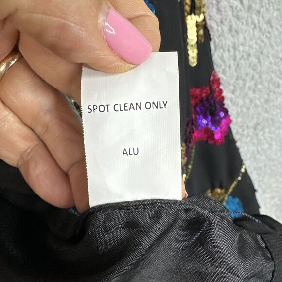 Vintage Draper’s & Damon’s 1X Silk Sequin Beaded Floral Jacket Black Glam - Picture 8 of 16